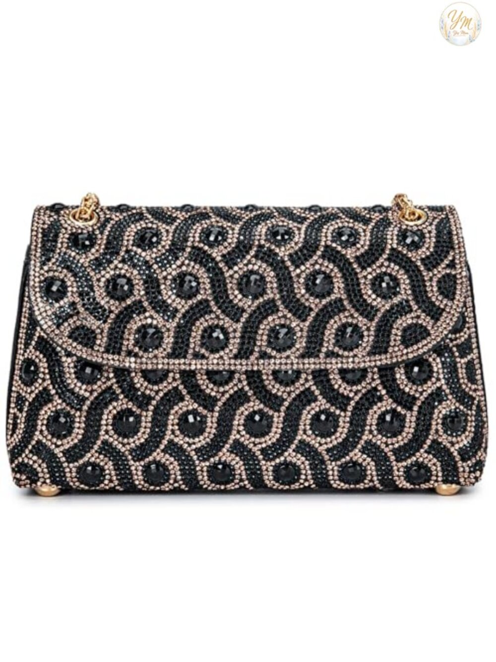 Rhinestone Clutch Evening Bag Leather Crossbody Chain Strap Party Purse